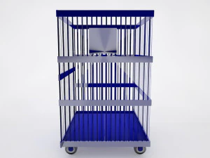 metallic trolley with wheels 3D Model