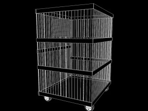 metallic trolley with wheels 3D Model
