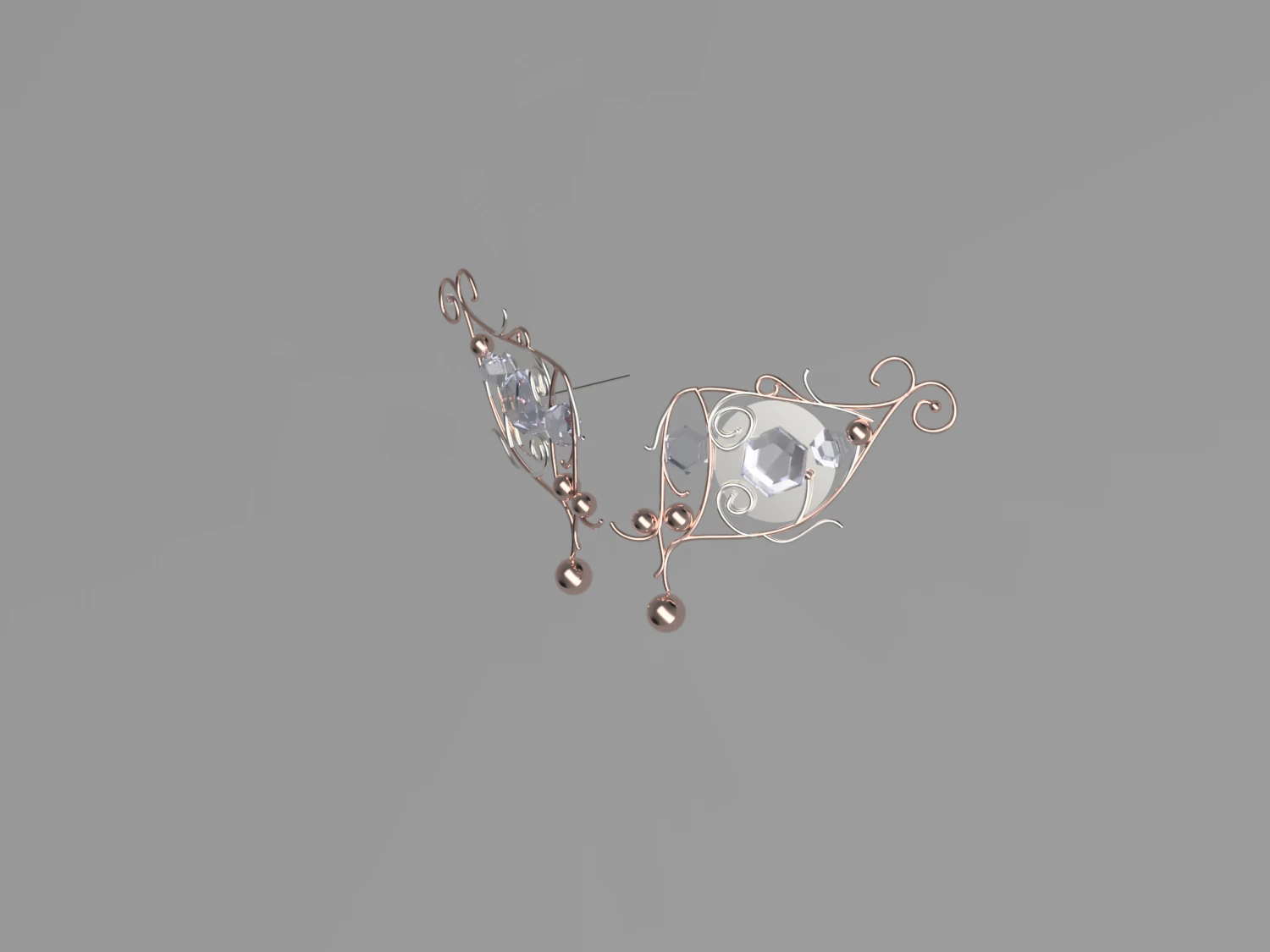 womens earrings in the style of improvisation 3D Model .c4d .max .obj .3ds .fbx .stl .blend 
