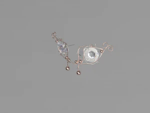 womens earrings in the style of improvisation 3D Model