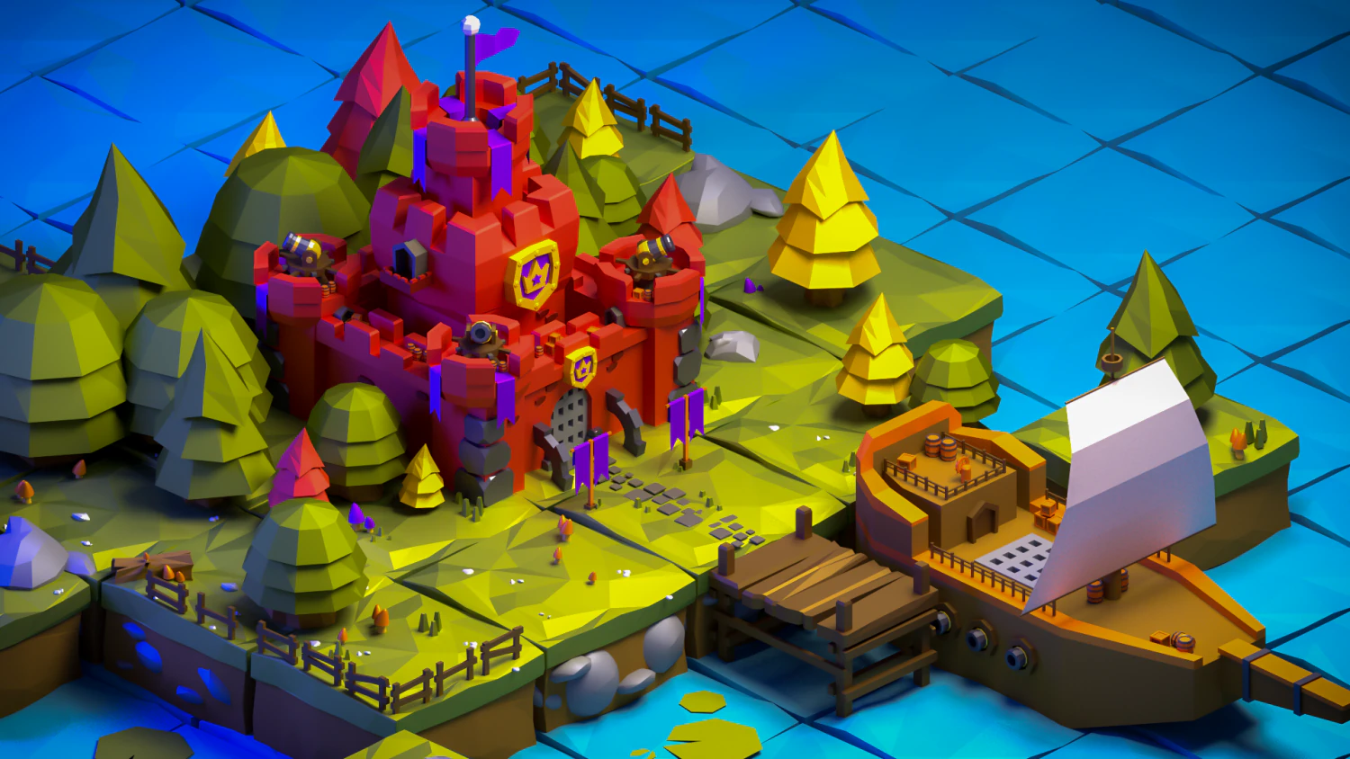 低ポリ 3D 城 3Dモデル .c4d .max .obj .3ds .fbx .stl .blend 