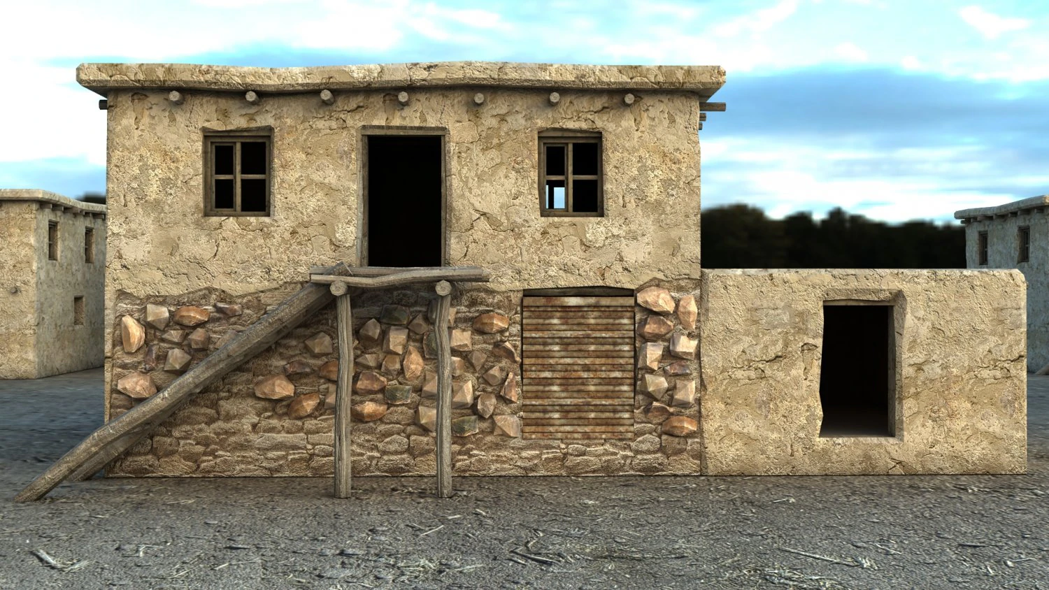 mud house 3D Model .c4d .max .obj .3ds .fbx .stl .blend