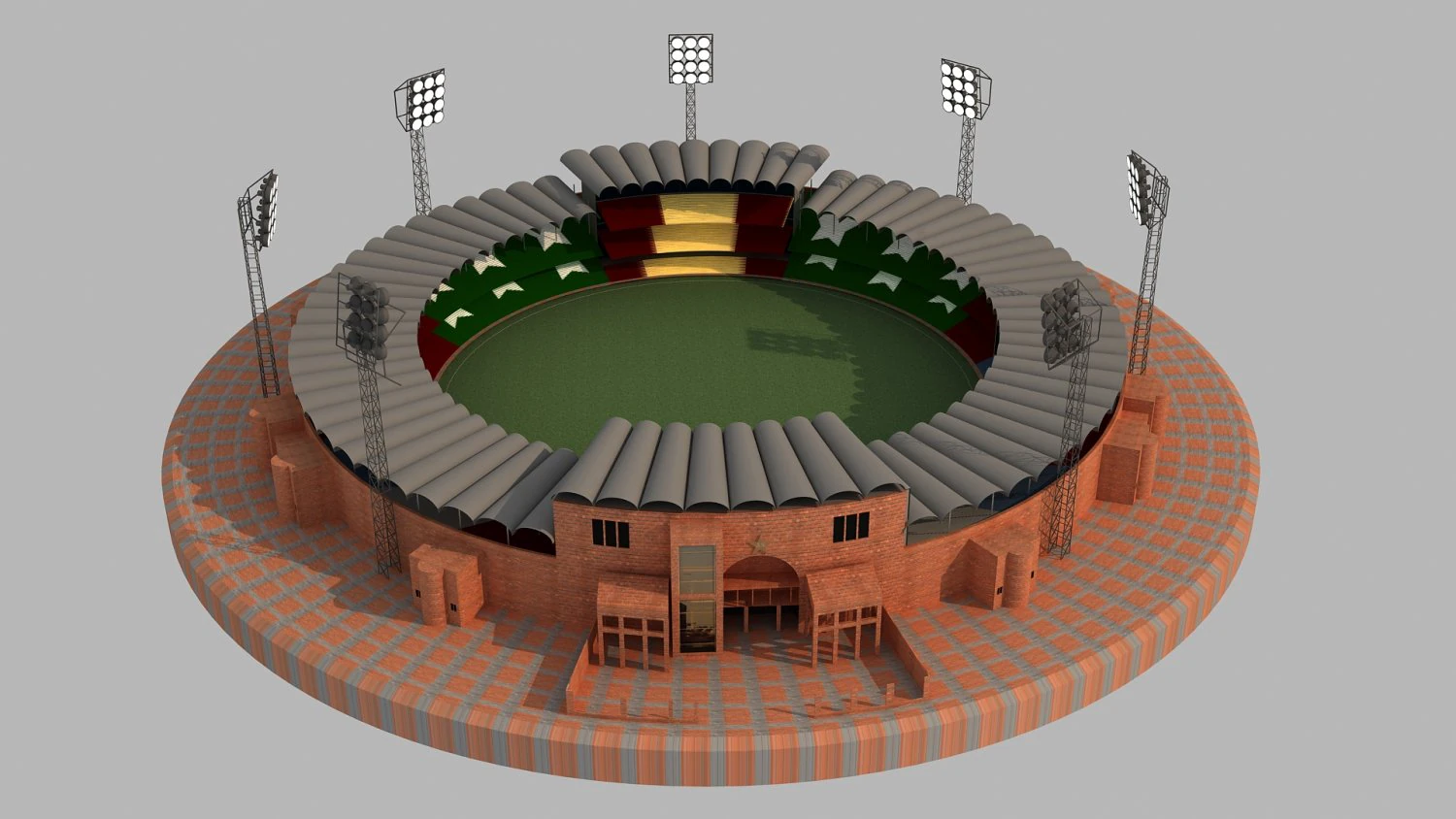 qaddafi cricket stadium 3D Model .c4d .max .obj .3ds .fbx .stl .blend