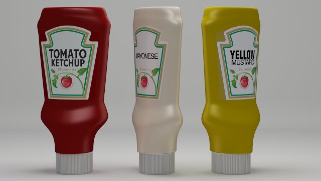ketchup mayo mustard bottle 3D Model .c4d .max .obj .3ds .fbx .stl .blend 