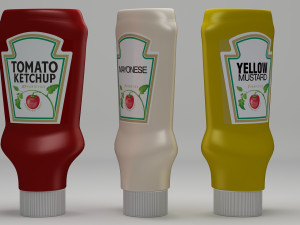 ketchup mayo mustard bottle 3D Model