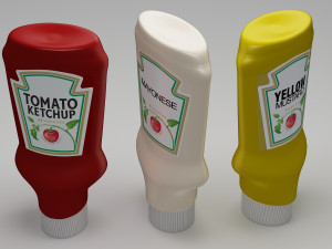 ketchup mayo mustard bottle 3D Model