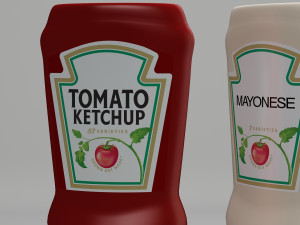 ketchup mayo mustard bottle 3D Model