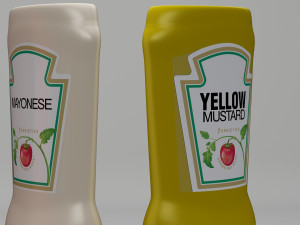 ketchup mayo mustard bottle 3D Model
