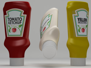 ketchup mayo mustard bottle 3D Model