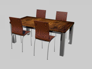 meja kayu Model 3D