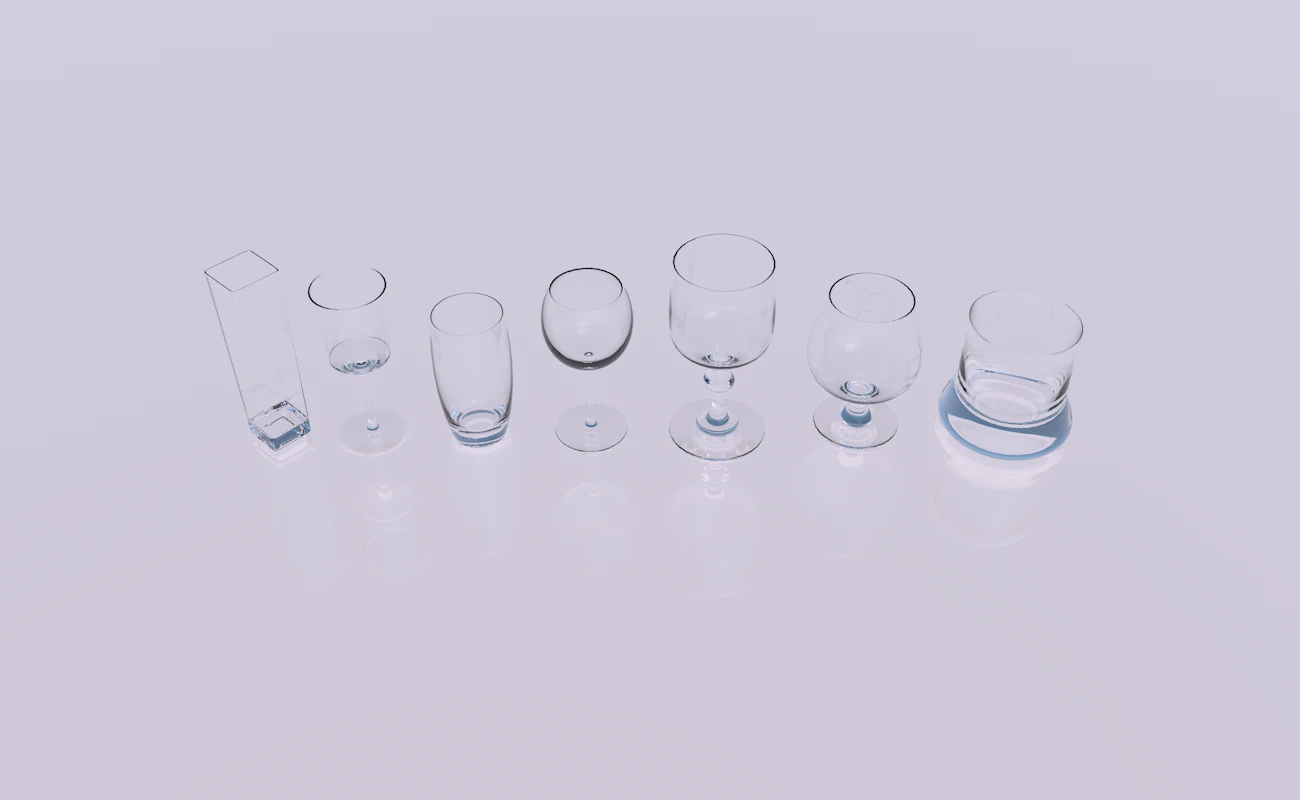 pack of glasses 3D Model .c4d .max .obj .3ds .fbx .stl .blend 