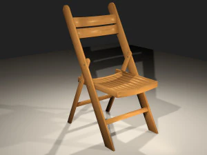 ahşap katlanır sandalye d&uuml;ş&uuml;k poli 3D Model