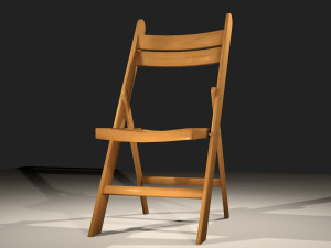 wood folding chair low-poly 3D 모델