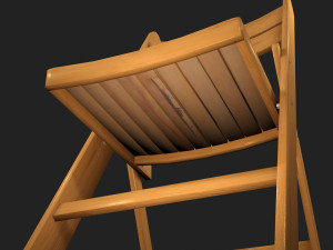 wood folding chair low-poly 3D 모델