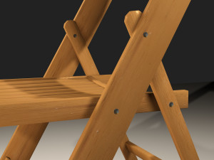 wood folding chair low-poly 3D 모델
