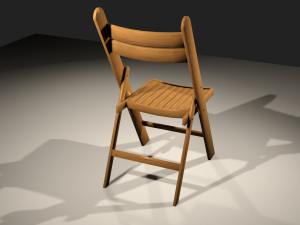 wood folding chair low-poly 3D 모델