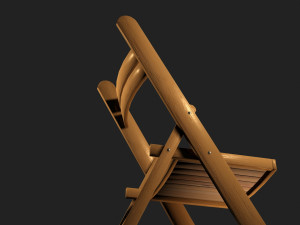 wood folding chair low-poly 3D 모델