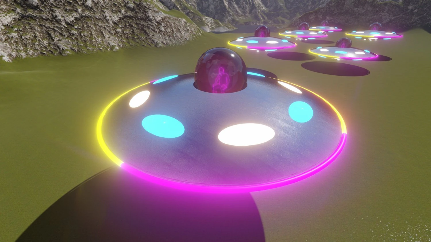 spaceship flying disk 3D Model .c4d .max .obj .3ds .fbx .stl .blend 