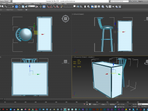 counter and bar stools 3D Model