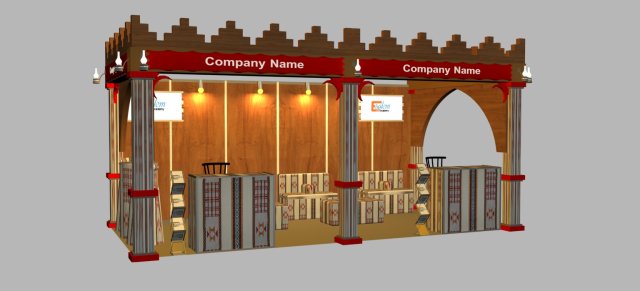 exhibition booth 3x6 3D Model .c4d .max .obj .3ds .fbx .stl .blend 