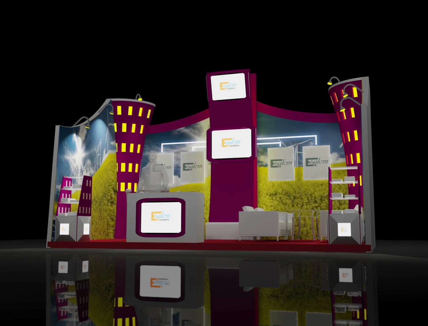 exhibition booth 3x6 3D Model .c4d .max .obj .3ds .fbx .stl .blend 