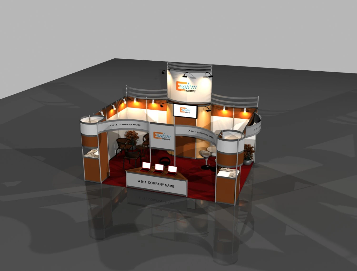 exhibition booth 4x6 3D Model .c4d .max .obj .3ds .fbx .stl .blend