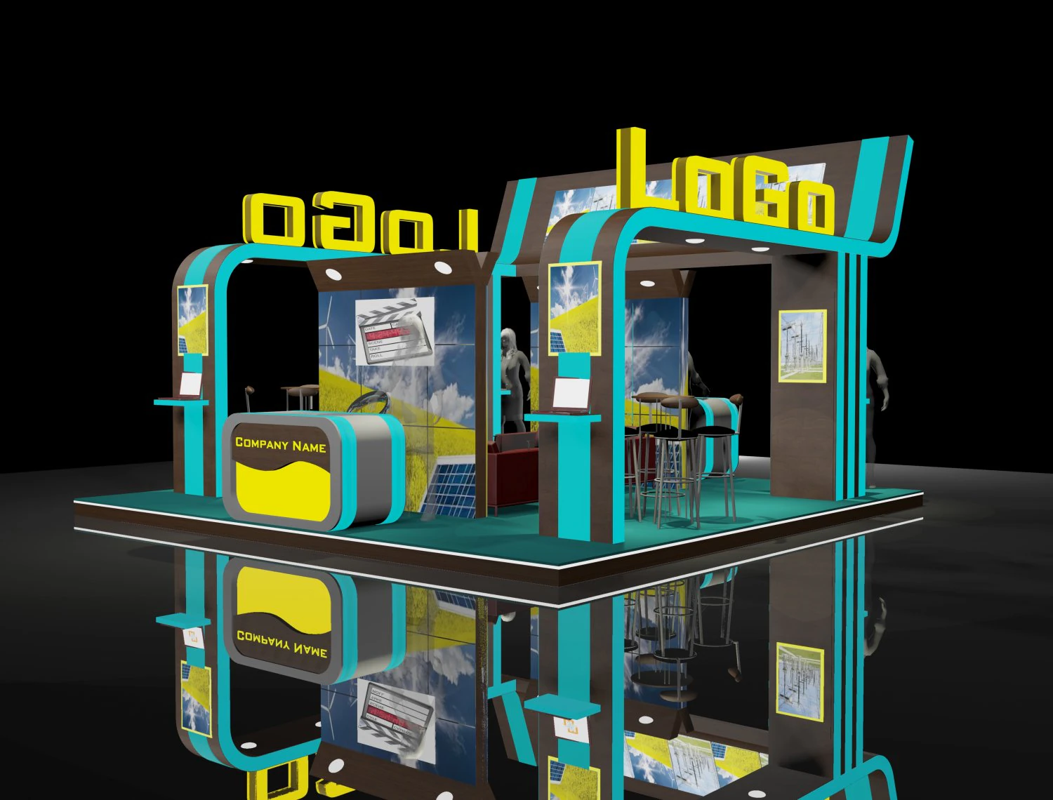 6x6 exhibition booth stand 3D Model .c4d .max .obj .3ds .fbx .stl .blend 