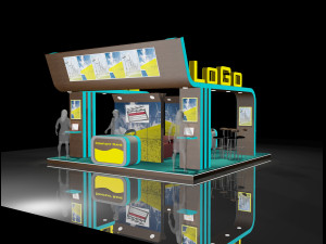 6x6 exhibition booth stand 3D Model