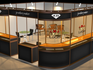 3d stand exhibition booth design system for jewelry 6x6 3D Model