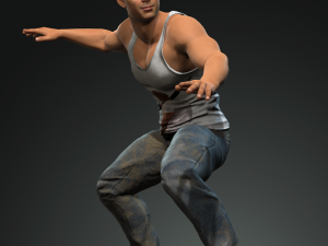 vin diesel 3d character design for actor ready for animation with same animation in the vew 3D 모델