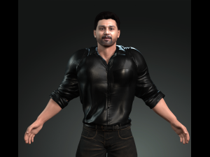 3d character design for actor dhruva sarja ready for animation with same animation in the vew Model 3D