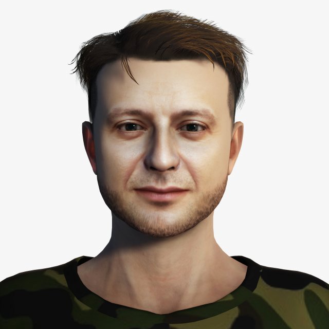 Volodymyr Zelenskyy Ukrainian President 3D Rigged model ready for animation 3D Модель .c4d .max .obj .3ds .fbx .stl .blend 