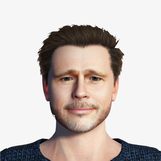 Man 3D Rigged model Brad Pitt ready for animation Model 3D .c4d .max .obj .3ds .fbx .stl .blend 