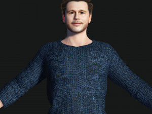 Man 3D Rigged model Brad Pitt ready for animation Model 3D