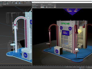 6x6 Banck Exhibition Booth Design 3D-Modell