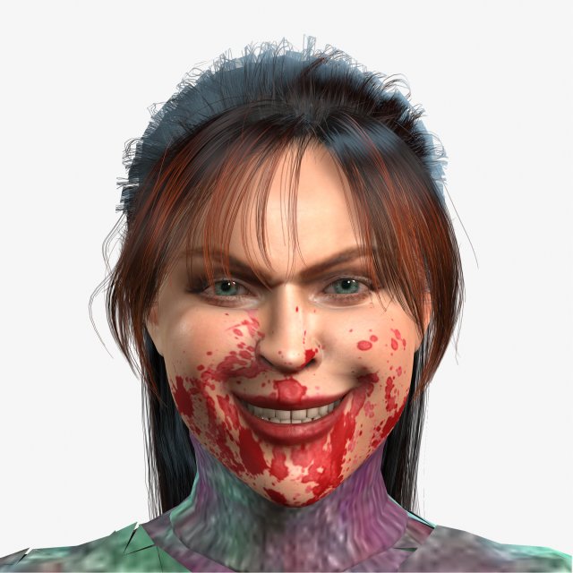 Amber Heard zombie 3D Rigged model ready for animation Model 3D .c4d .max .obj .3ds .fbx .stl .blend 