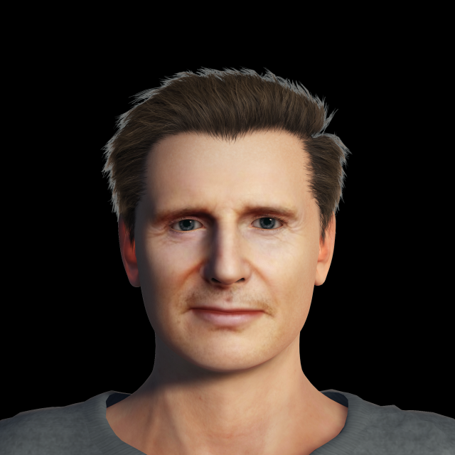 Liam Neeson 3D Rigged model ready for animation 3D 모델 .c4d .max .obj .3ds .fbx .stl .blend 