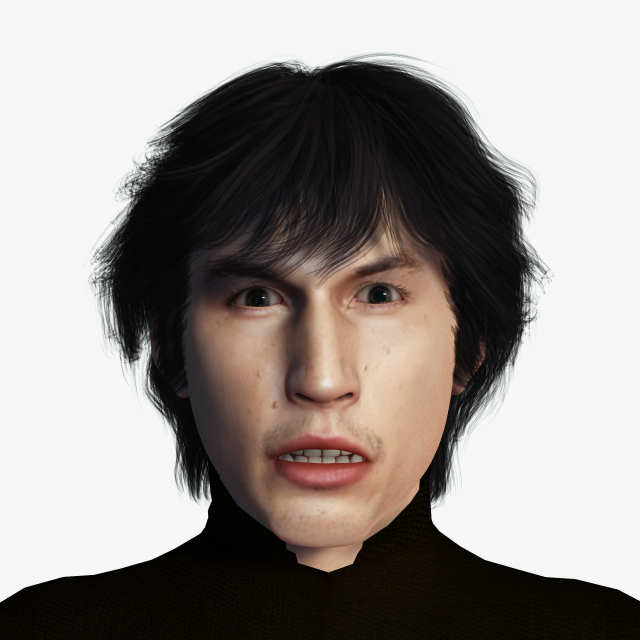 Adam Driver 3D Rigged model ready for animation 3Dモデル .c4d .max .obj .3ds .fbx .stl .blend 