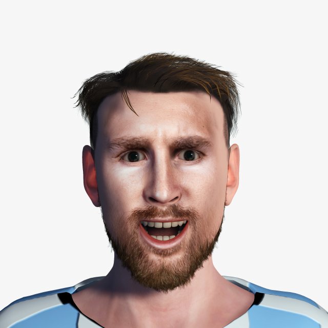 Lionel Messi famous soccer player 3D Rigged model ready for animation Modelo 3D .c4d .max .obj .3ds .fbx .stl .blend 