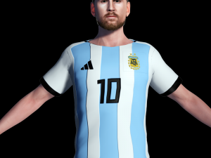 Lionel Messi famous soccer player 3D Rigged model ready for animation Modelo 3D