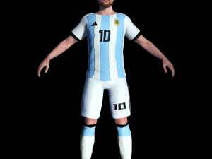 Lionel Messi famous soccer player 3D Rigged model ready for animation Modelo 3D