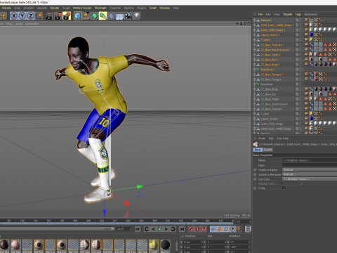Belle the Football player 3D Rigged model 3D Модель
