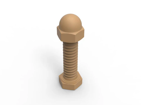 Bolt with Cap nut 3D Print Model