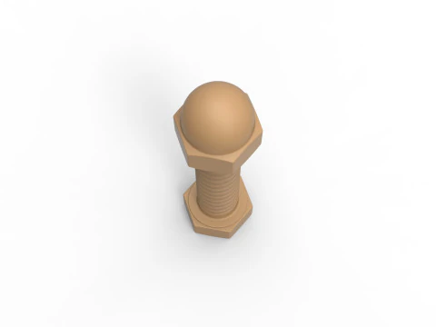 Bolt with Cap nut 3D Print Model