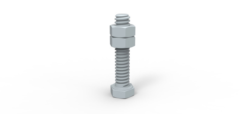 Болт с гайками 3D Принт Модель .c4d .max .obj .3ds .fbx .stl .blend 