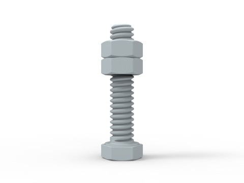 Болт с гайками 3D Принт Модель