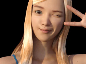 Pose gadis Asia yang cantik Model 3D