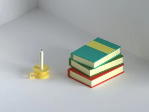本とキャンドル 3Dモデル