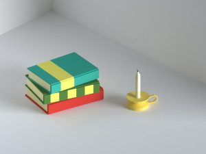 books and candle Modelo 3D