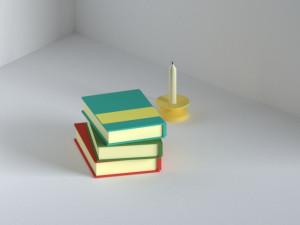 books and candle Modelo 3D